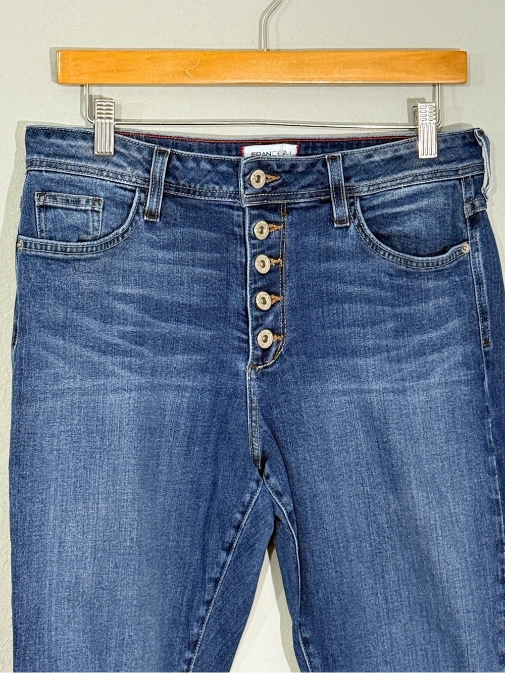 Fran Denim Iris Button Fly Skinny Jeans Women’s Size 31 Medium Wash Stretch - Picture 3 of 12